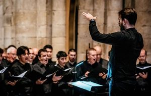 Tim Burke leading the choir in the cathedral
