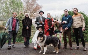 8 members of the Northumberland Radical Fun Group including Joe Snape (and one dog)