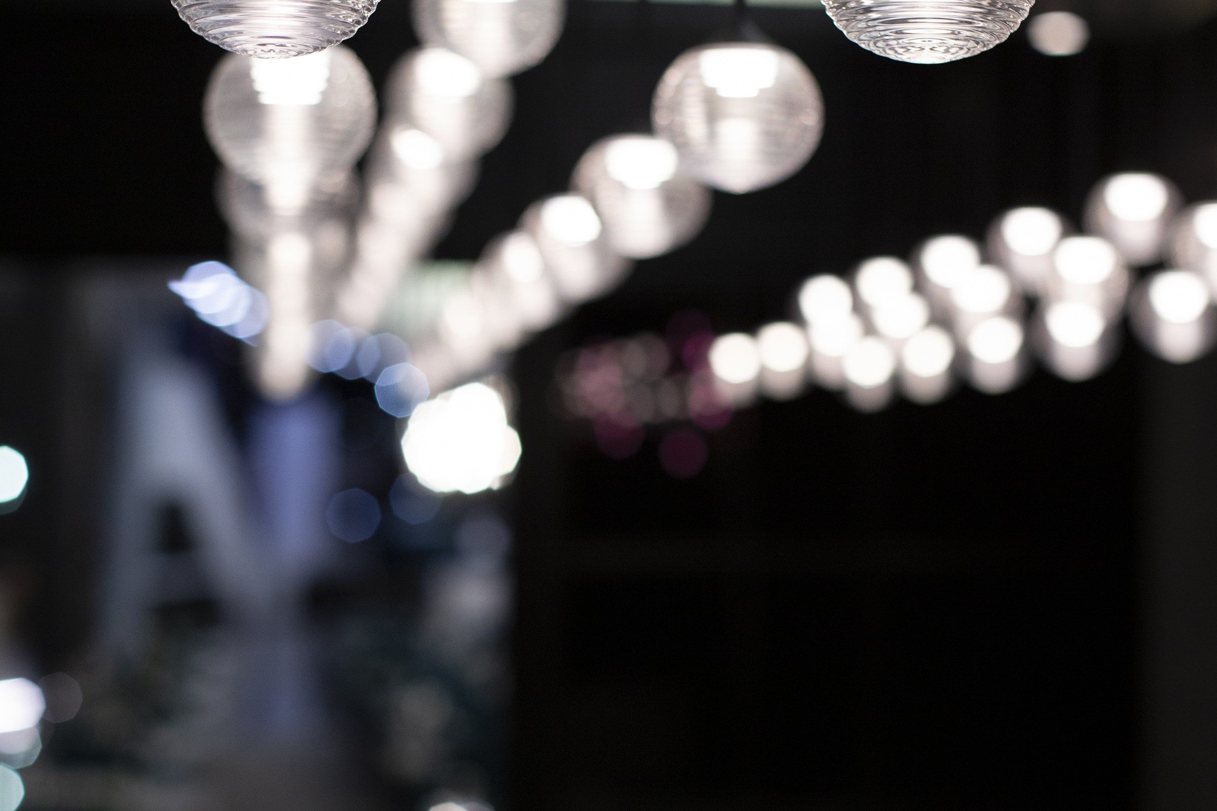Private dining space in The Brasserie, focused on lighting