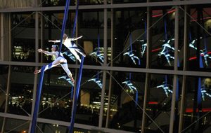The Glasshouse concourse with arial dancers